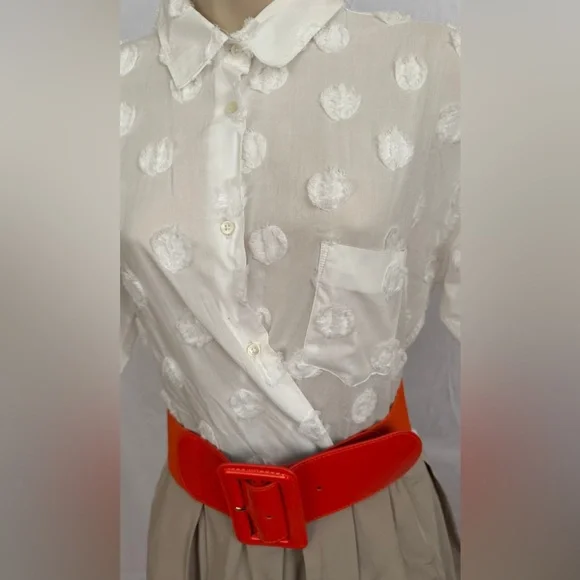 Sara Roka Elegant White and Orange Dress - Picture 8 of 9